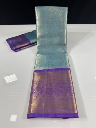 AQUA BLUE X VIOLET BROCADE