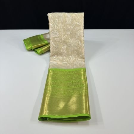 CHIKANKARI JAAL PARROT GREEN BORDER