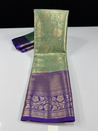 SEA GREEN TISSUE JAAL BROCADE