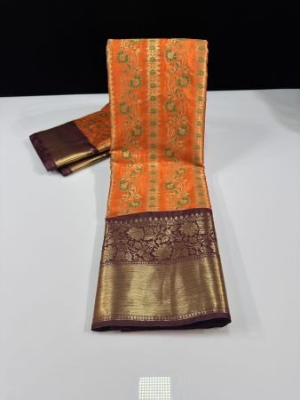 ORANGE MEENAKARI BROCADE STRIPS