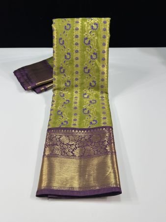 GREEN MEENAKARI BROCADE STRIPS