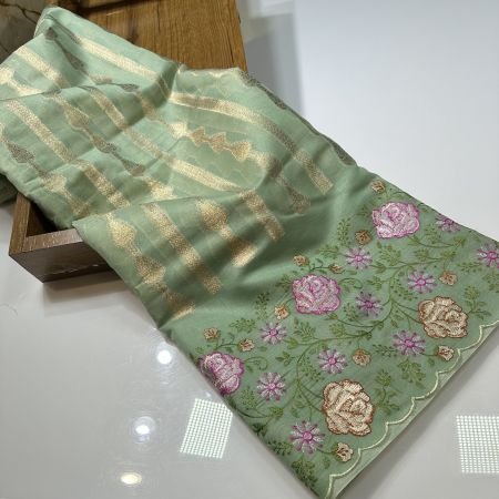 SEA GREEN FANCY JAAL WORK